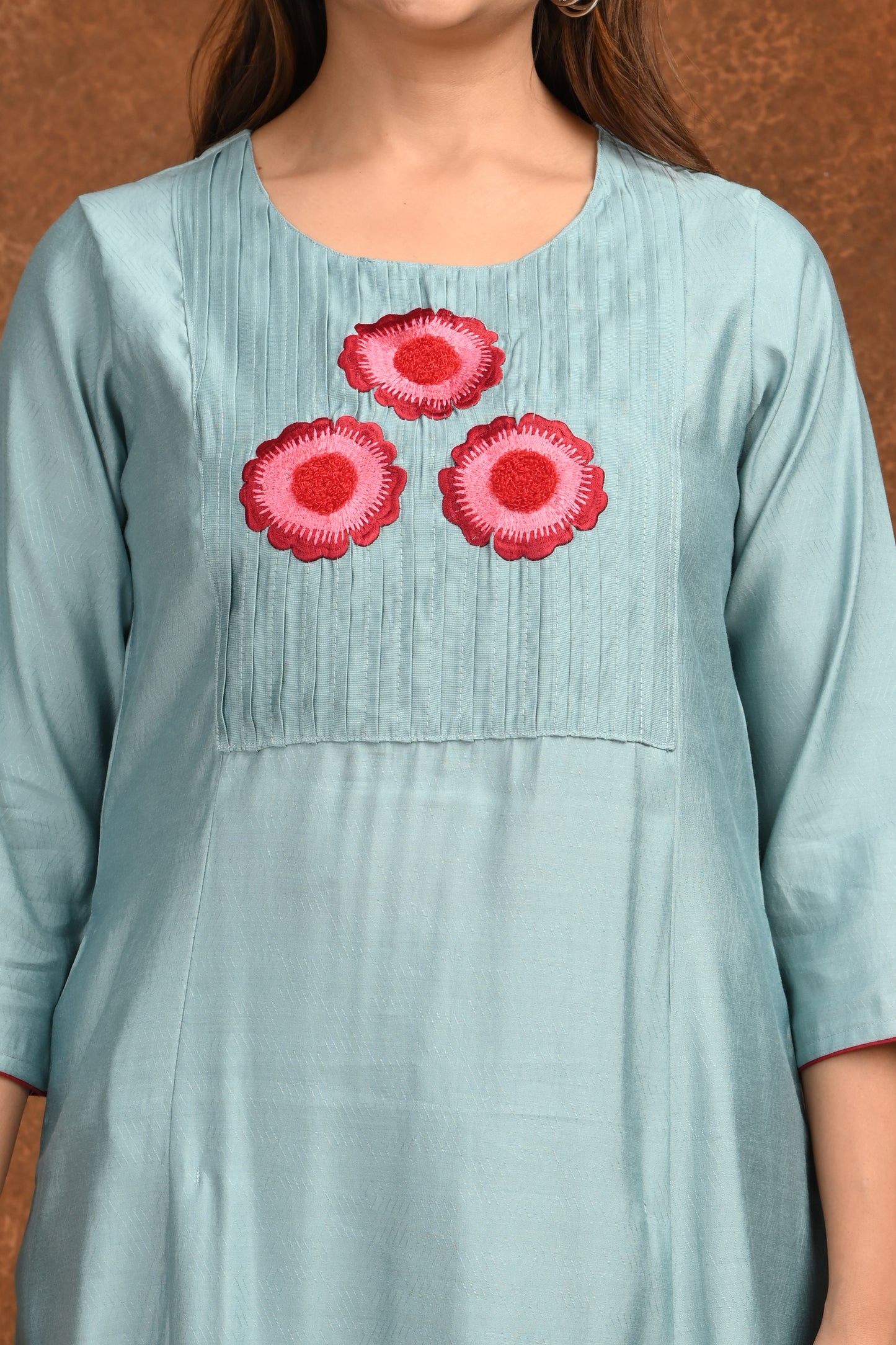 Pastel Blue Embroidered Kurta – Style 4
